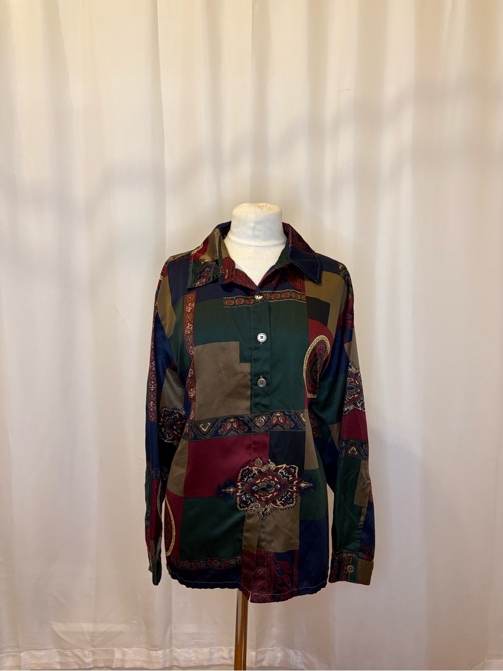 Haband Multicolor Paisley Patchwork Scarf-Style Blouse